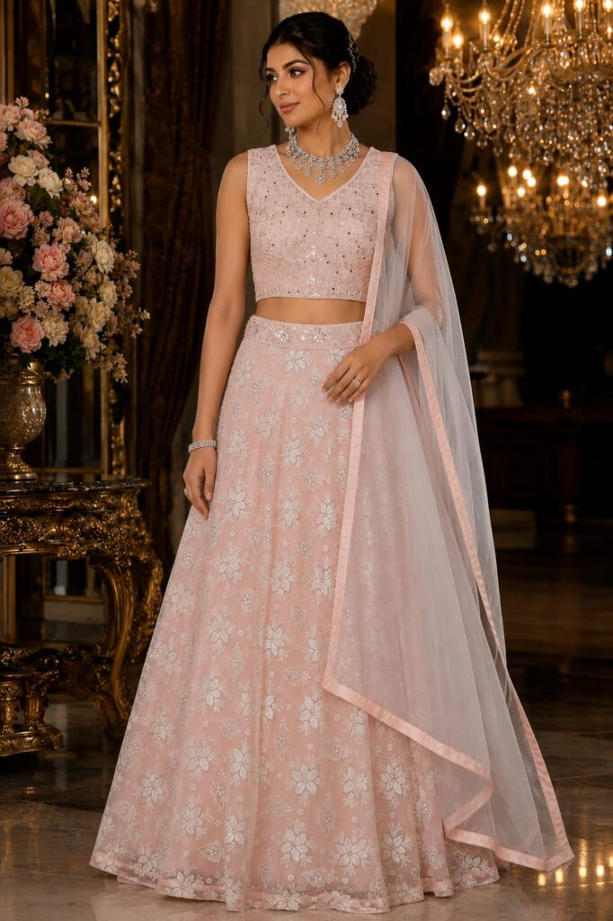 Blush Pink 3-Piece Lehenga Set
