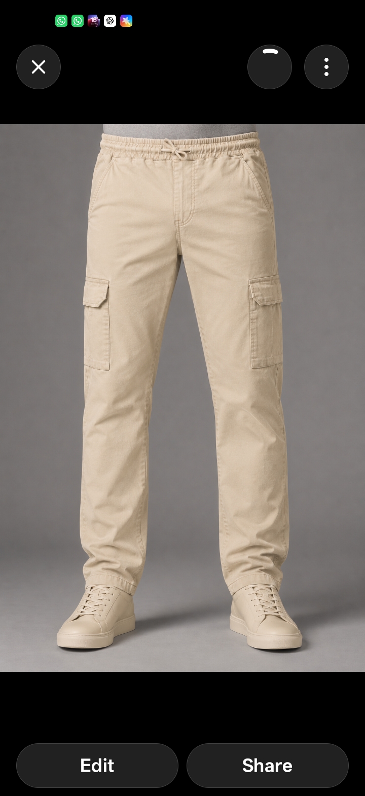 Beige Cargo Joggers