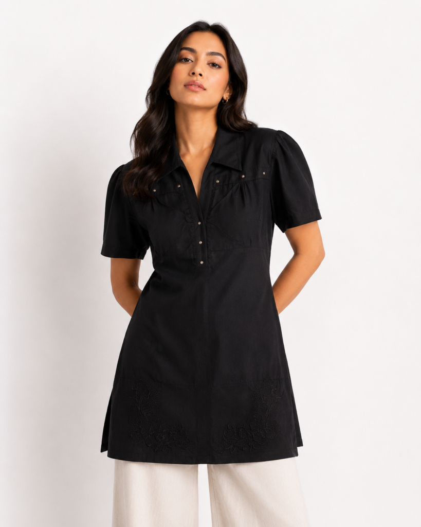 Black Cotton Blend Kurti