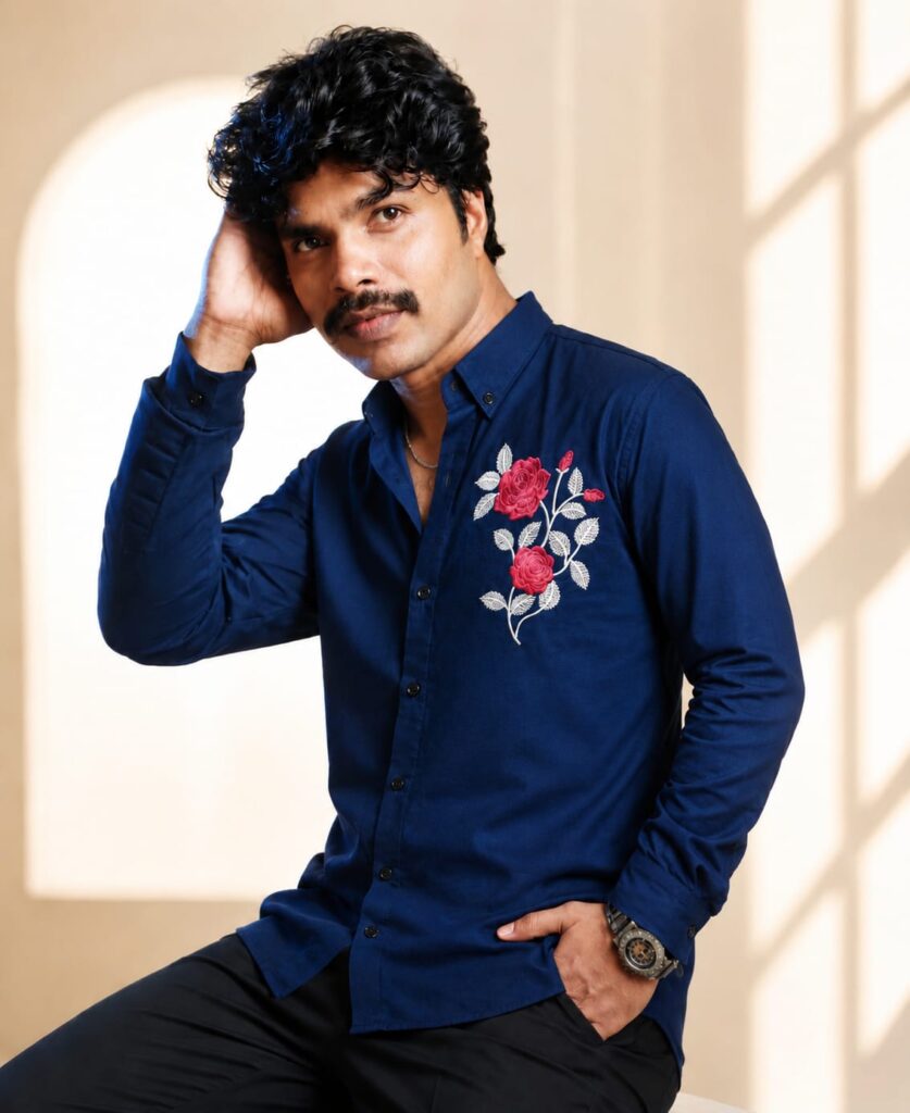 Men's Floral Embroidered Shirt