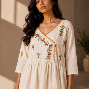 Embroidered Peplum Top
