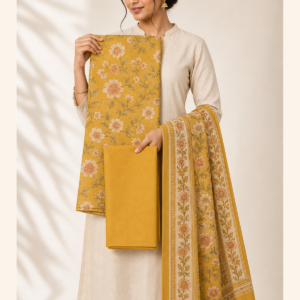 Mustard Floral Dress Material