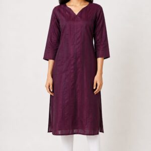 Wine Cotton Silk Straight Kurta