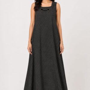 Black Polka Dot Sleeveless Maxi Dress