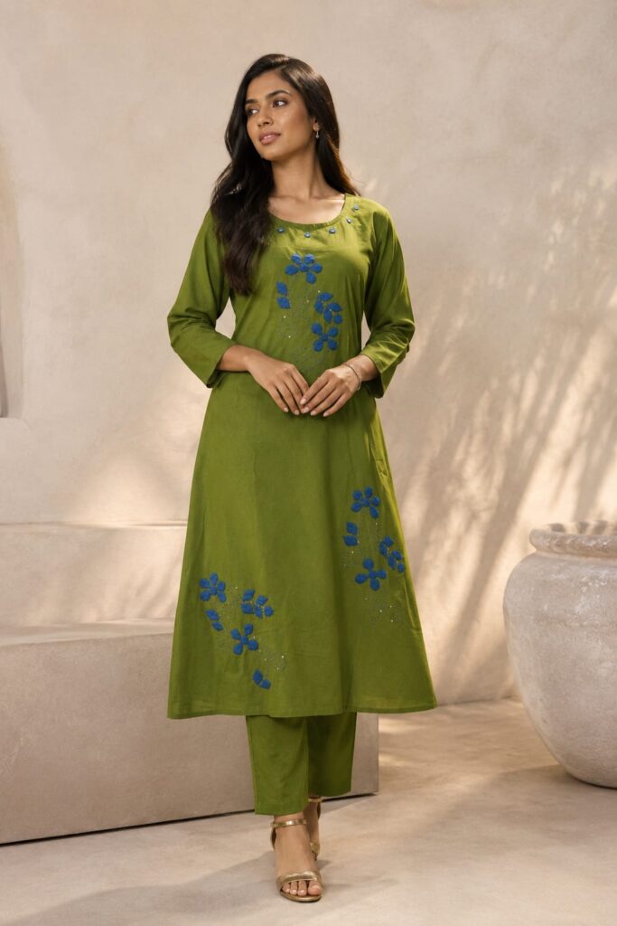 Olive Green A-Line Co-Ord Set