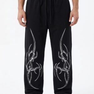 Black Printed Oversized Joggers