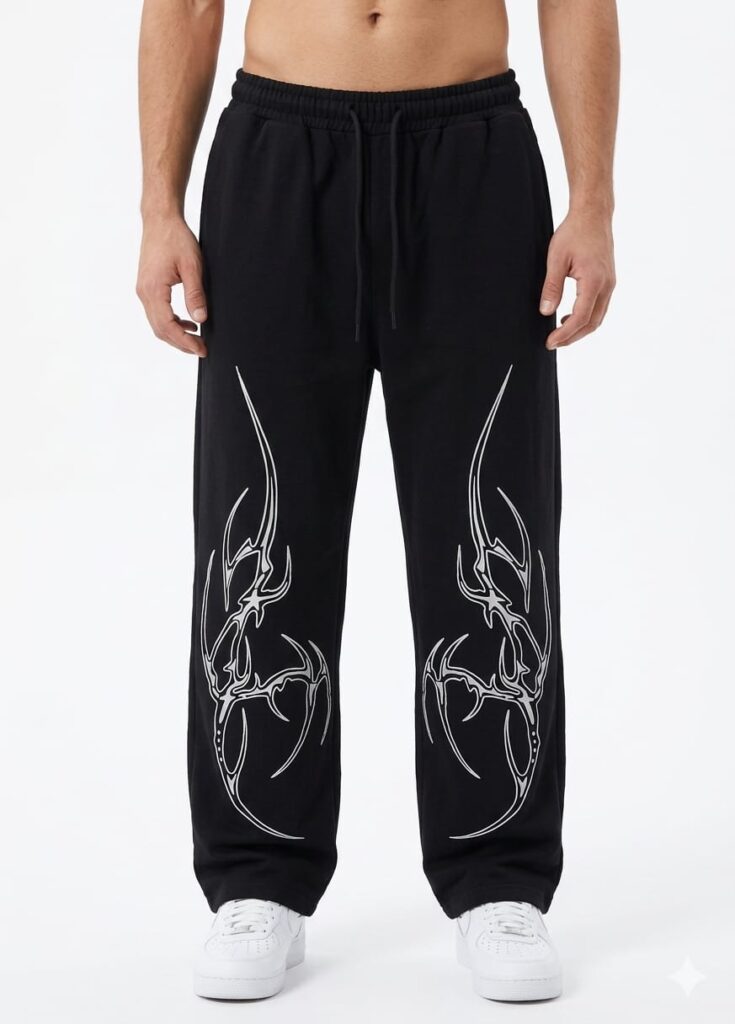 Black Printed Oversized Joggers