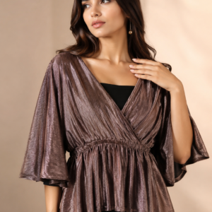 Metallic Kimono Sleeve Top