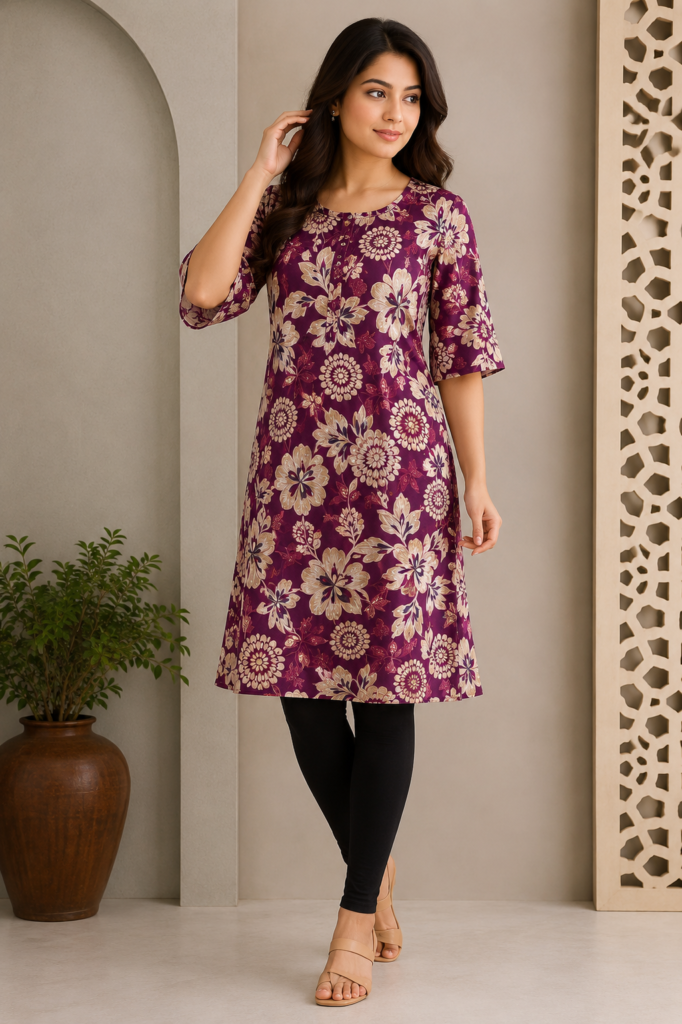 Floral Printed Straight Cut Kurti
