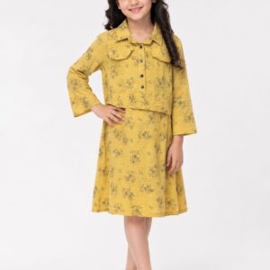 Girls Mustard Layered Dress Set