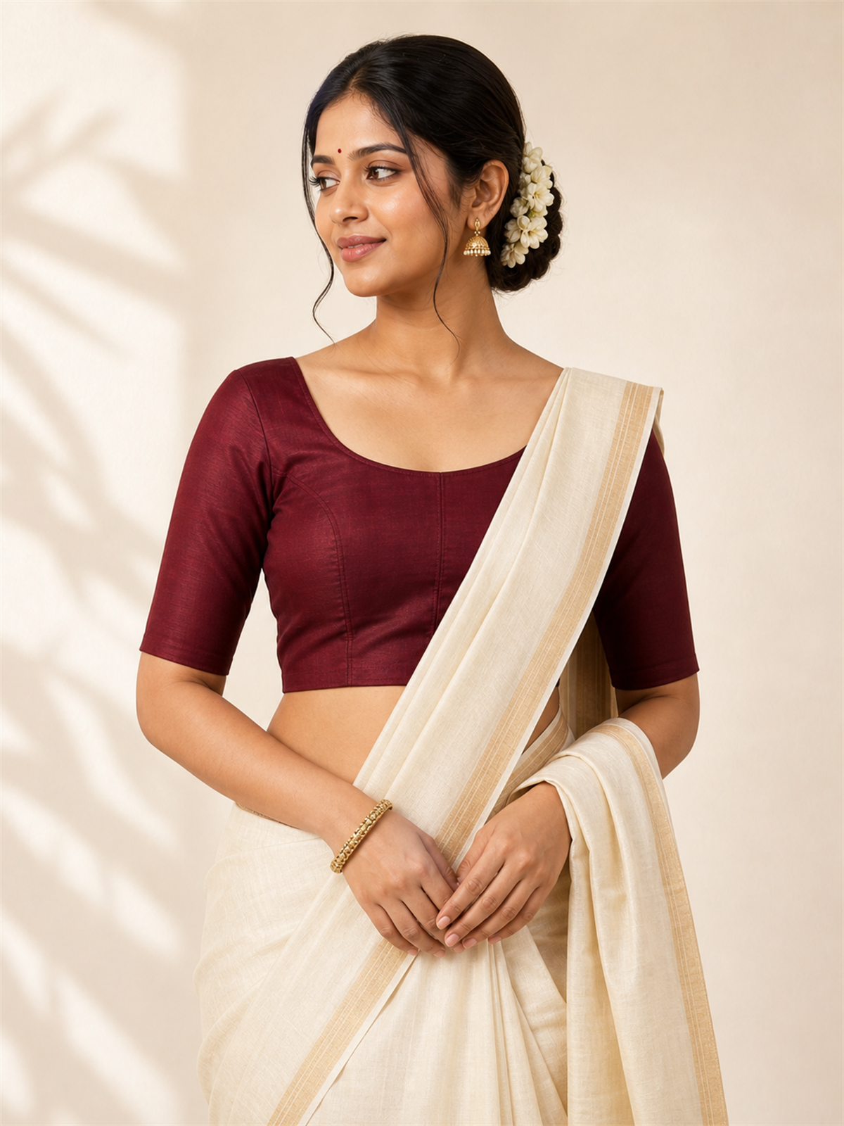 Deep Maroon Readymade Blouse