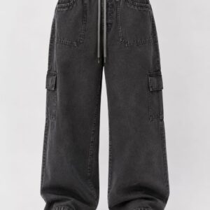 Charcoal Grey Baggy Cargo Joggers