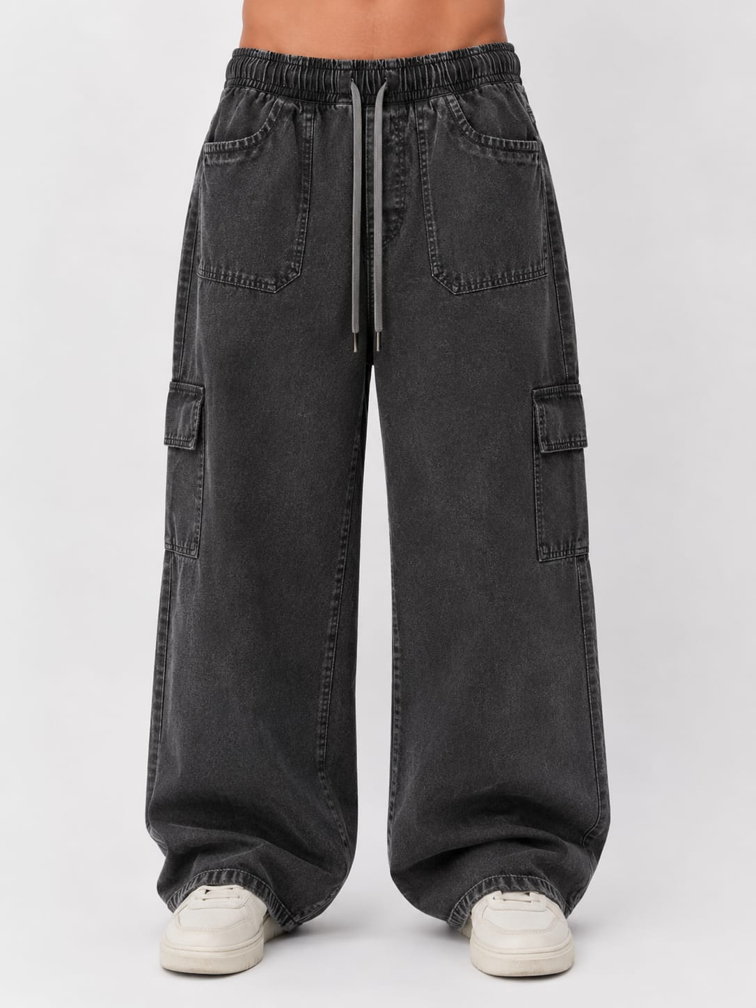 Charcoal Grey Baggy Cargo Joggers