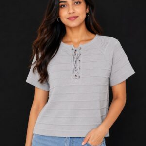 Lace-Up Neck Top