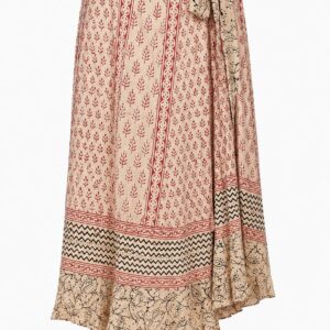 Beige Printed Wrap Skirt