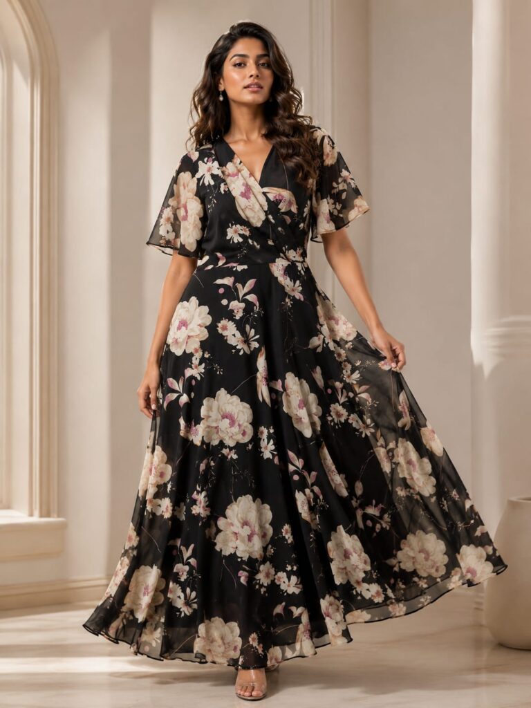 Floral Chiffon Maxi Dress