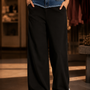 Denim Waist Wide Leg Baggy Pants