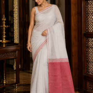 Casual Elegant Linen Cotton Saree