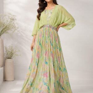 Pista Green Indo Western Gown