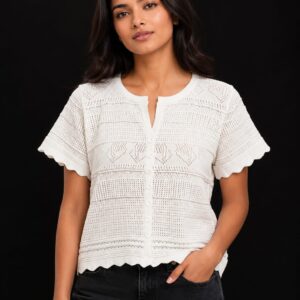 Cotton Crochet Knit Top