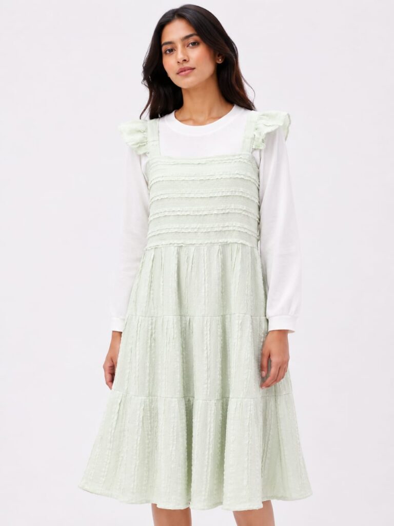 Mint Green Layered Midi Dress