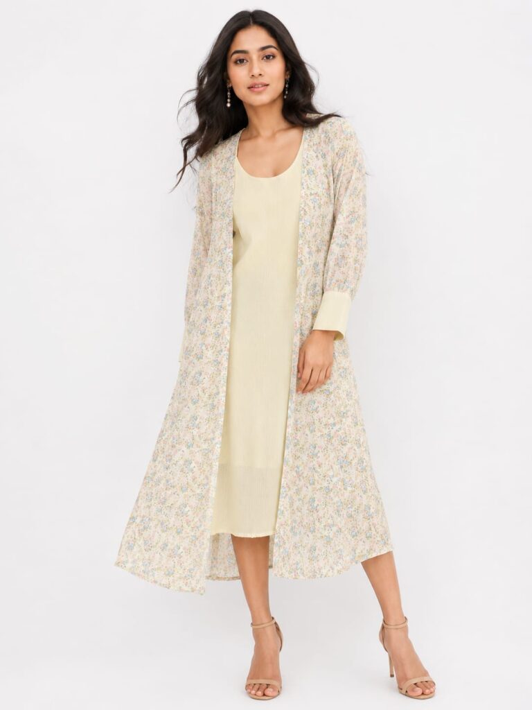 Layered Midi Dress with Shrug