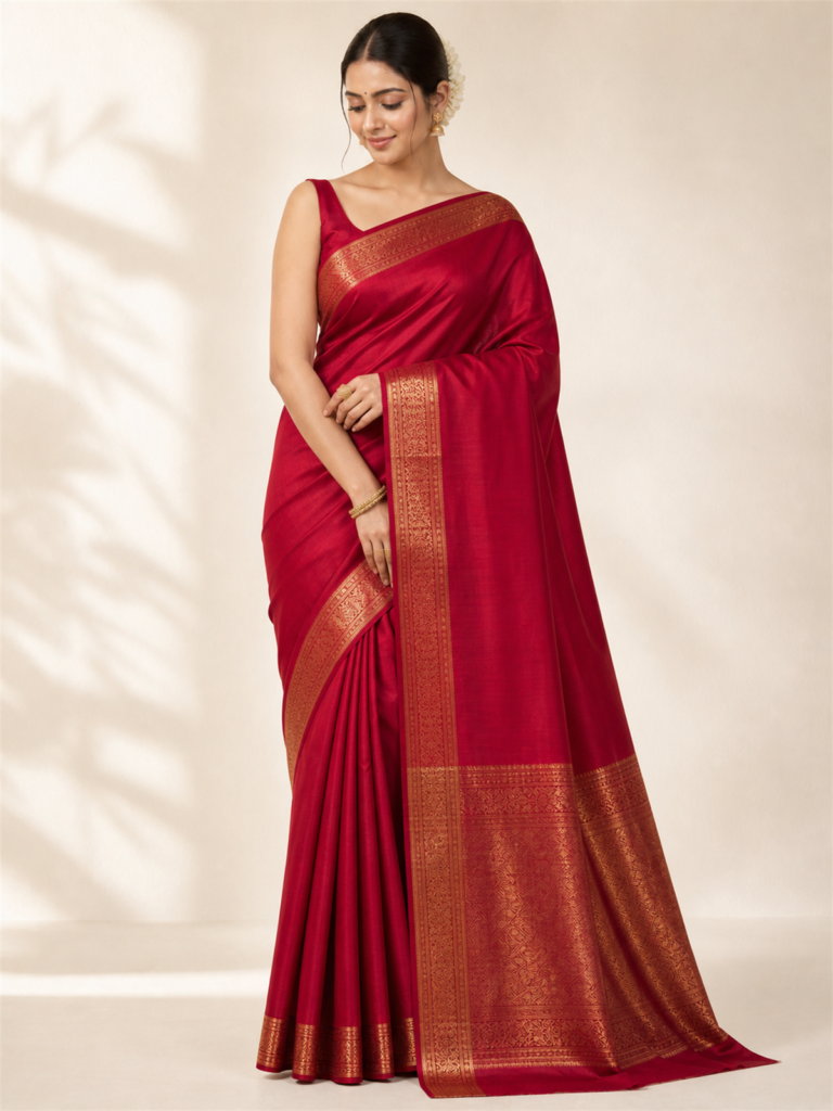 Ruby Zari Silk Saree