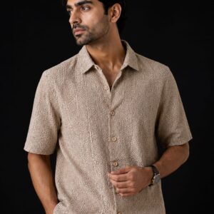 Men's Textured Jacquard Half Sleeve Shirt
