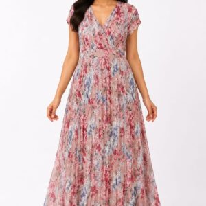 Dusty Pink Floral Wrap Maxi Dress