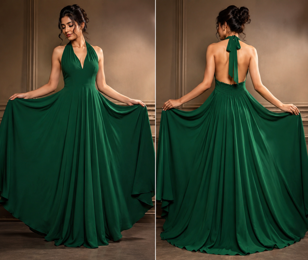 Elegant Halter Neck Evening Gown
