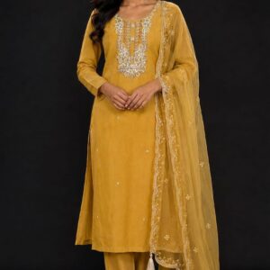 Mustard Yellow Straight Cut Kurta Set