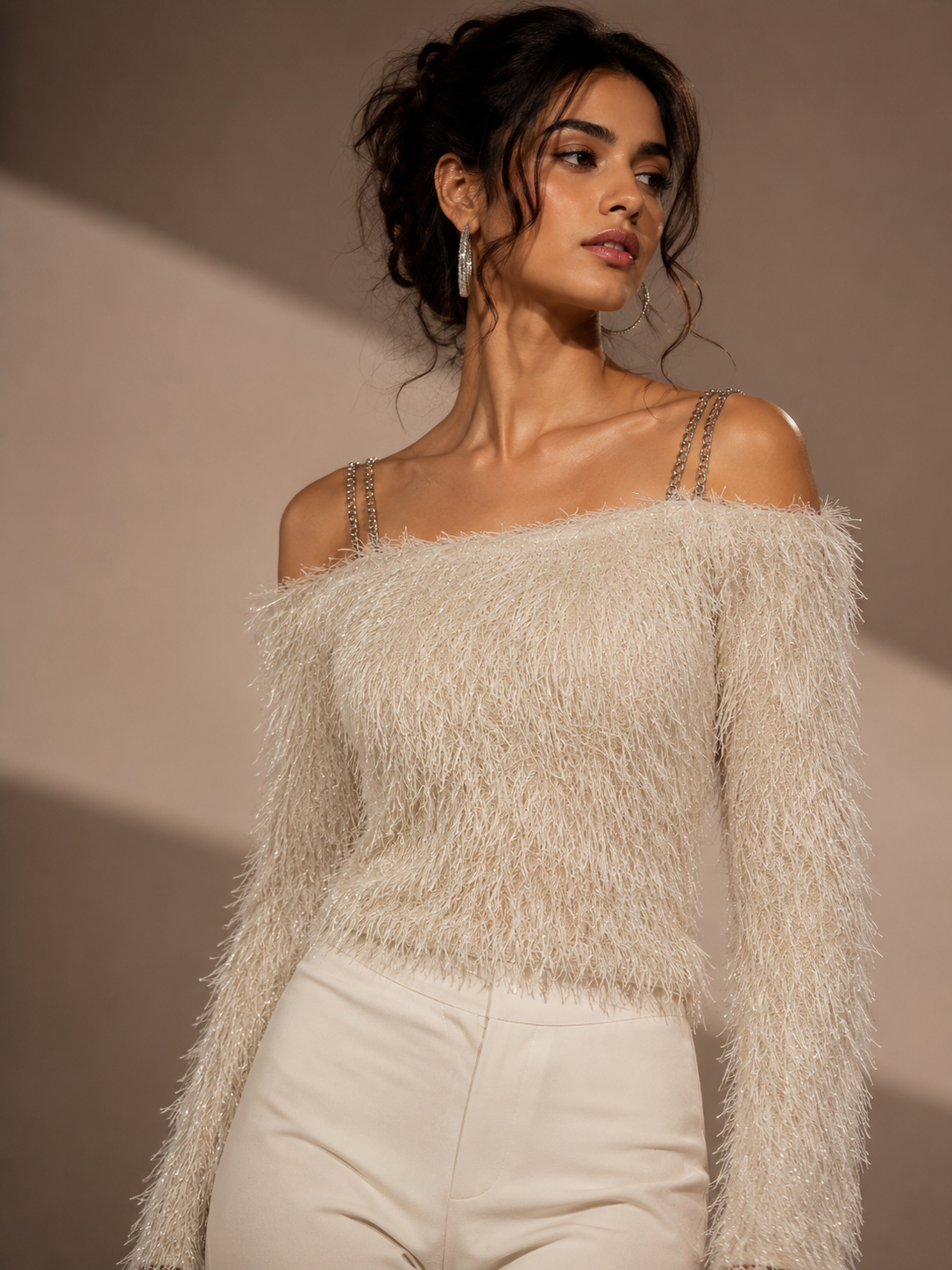 Fuzzy Off-Shoulder Party Top