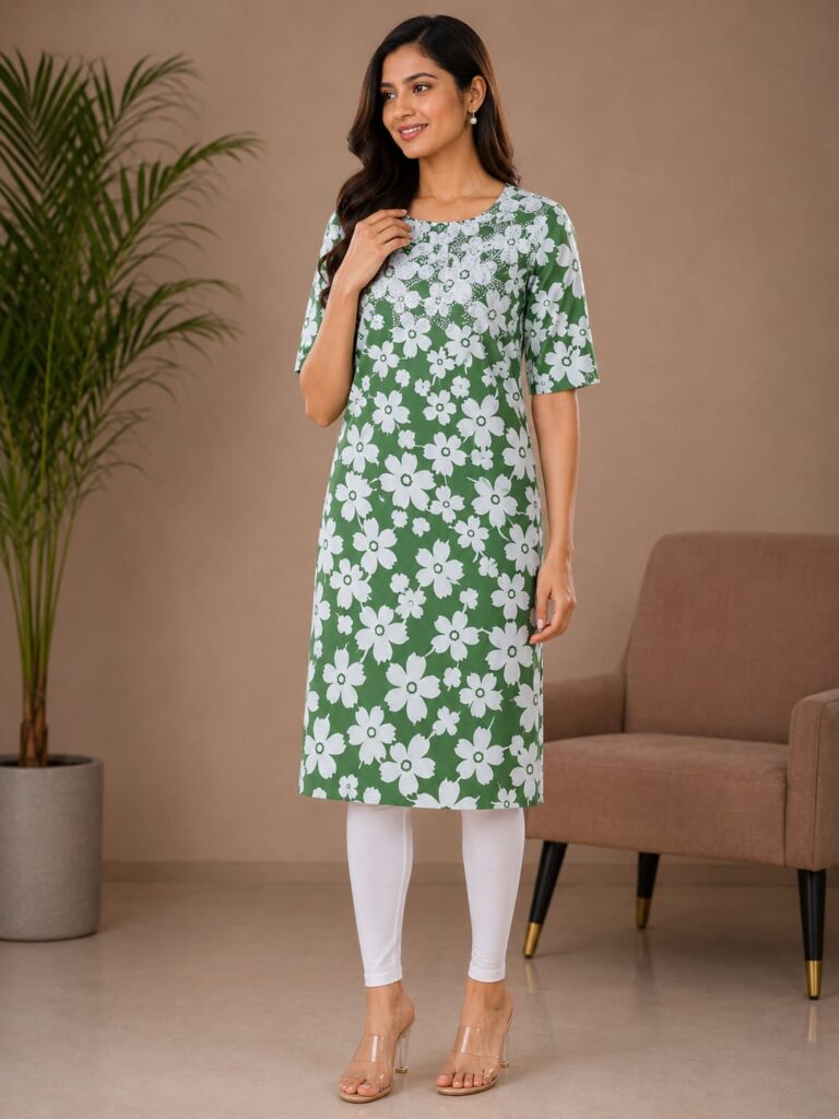 Minimal Floral Straight Kurti
