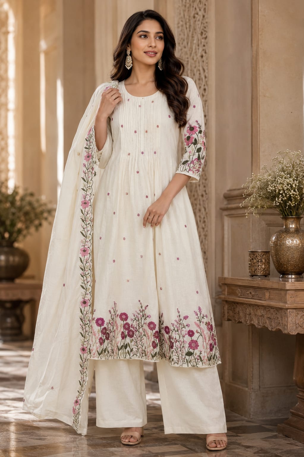 Embroidered A-Line Suit Set