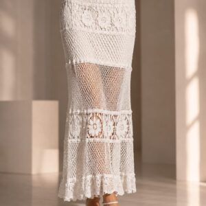 White Crochet Knit Skirt
