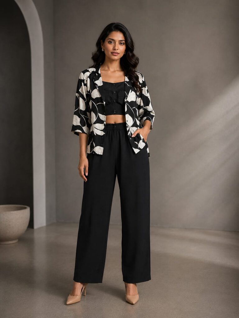 Black & Ivory Co-Ord Set
