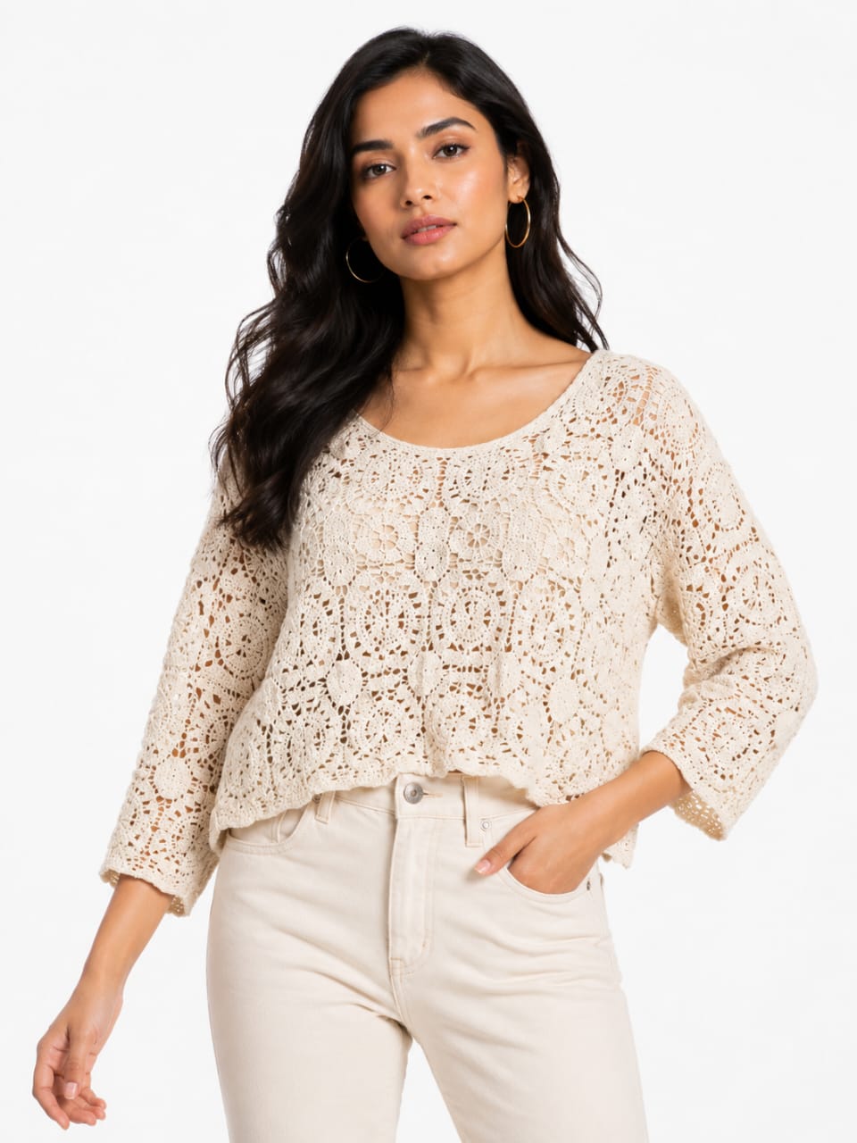 Casual Crochet Lace Top