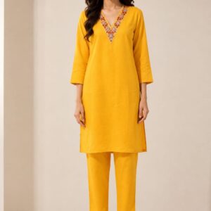 Straight-cut Embroidered Co-ord Set