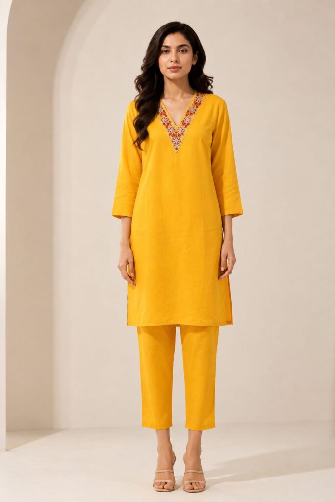 Straight-cut Embroidered Co-ord Set