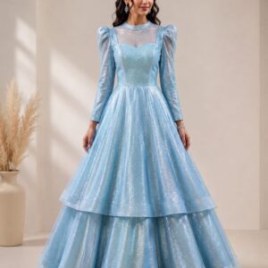 Ice Blue Layered Princess Gown