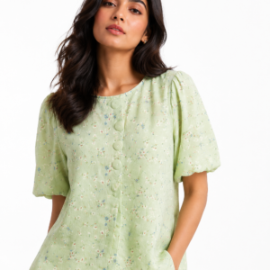 Pastel Mint Floral Casual Top