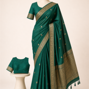 Saree and Blouse Combo Set - Emerald