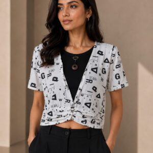 Abstract Typography Crop Top
