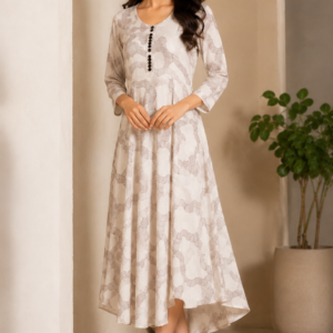 Pearl White A-Line Flared Dress