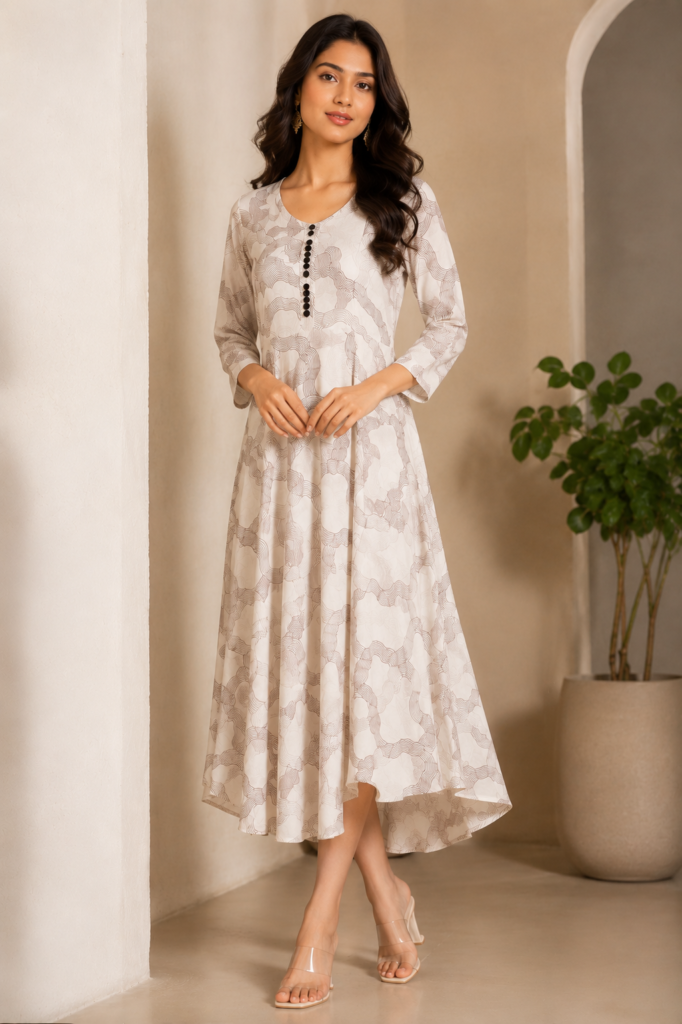 Pearl White A-Line Flared Dress