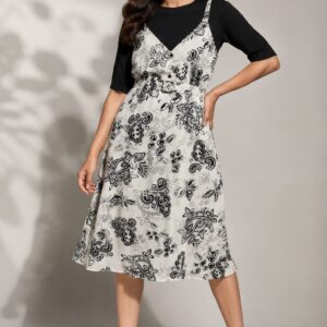 Layered Fit & Flare Midi Dress