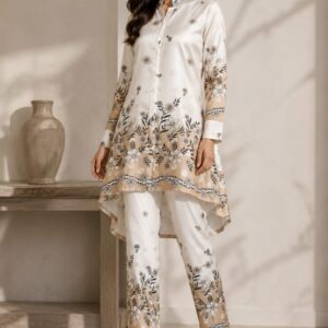 Ivory High Low Kurti Co-ord Set