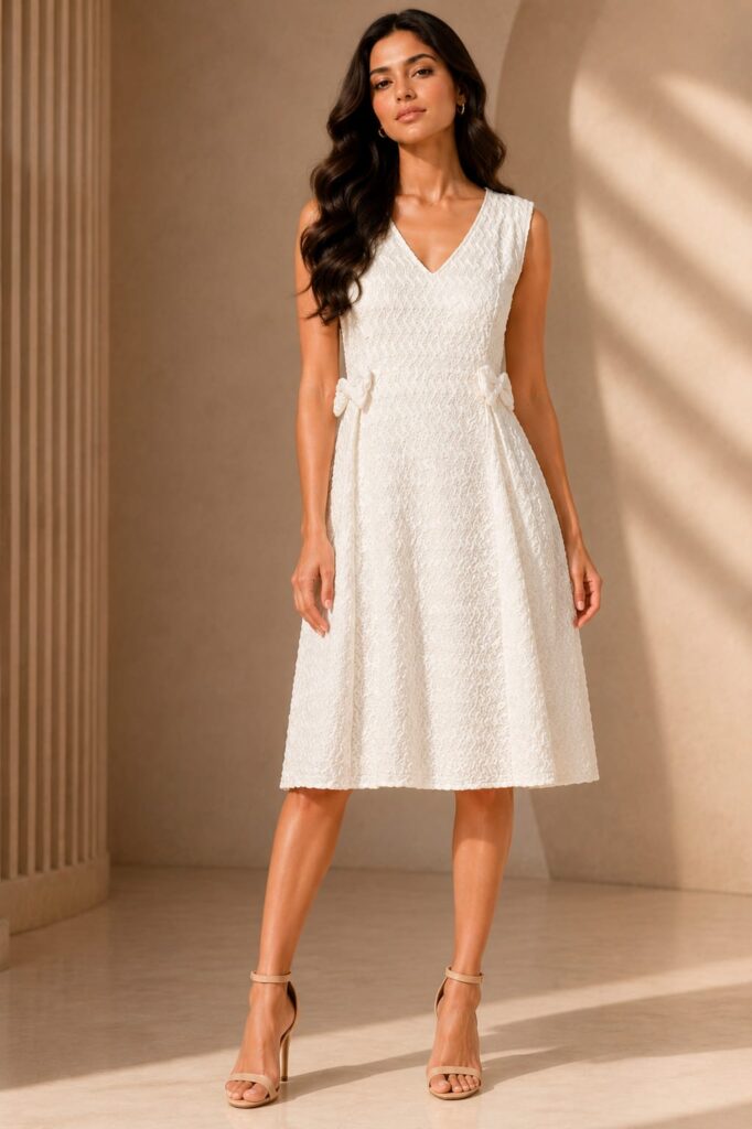 Sleeveless White A-Line Dress