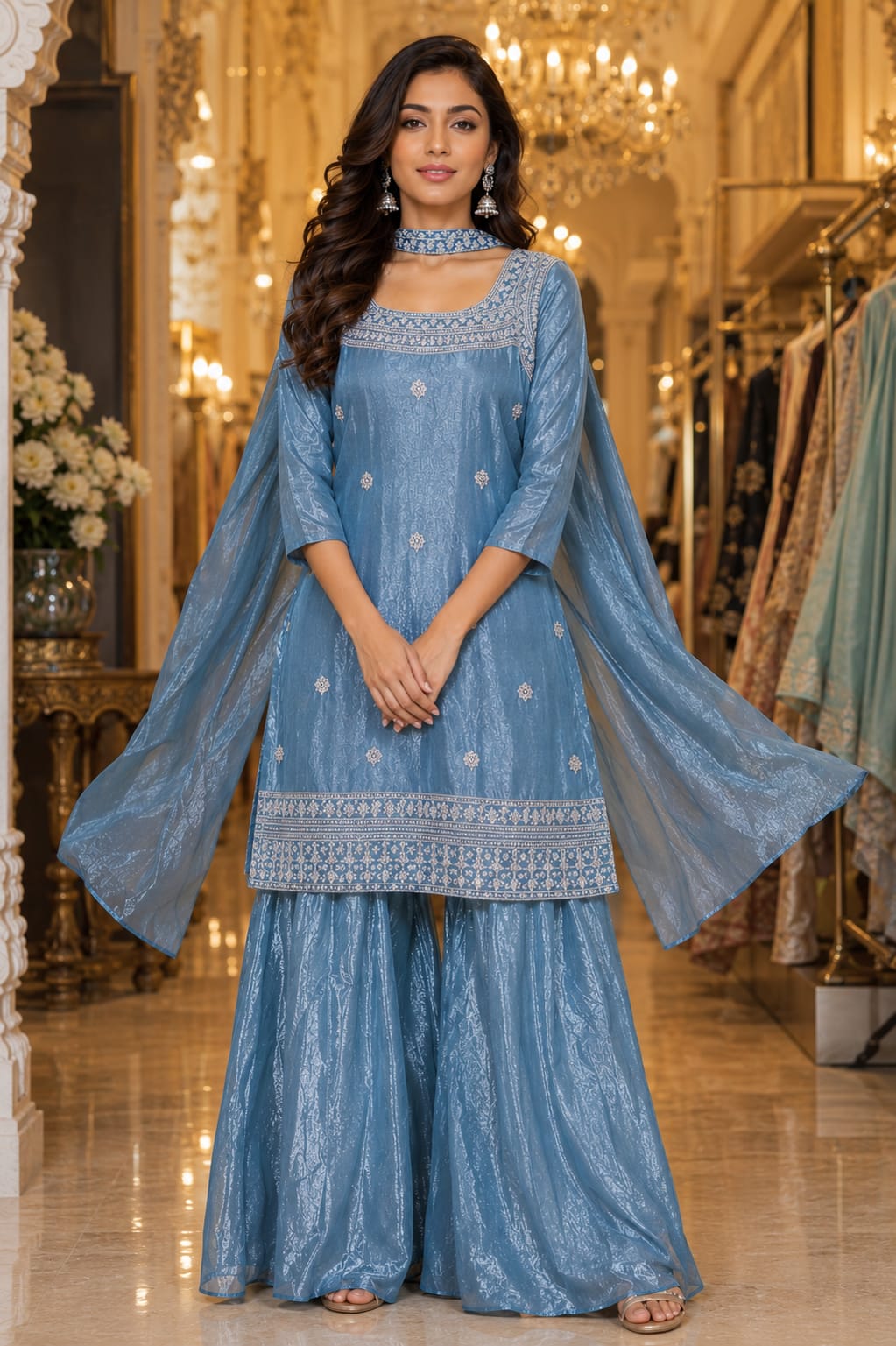 Tissue Chanderi Sharara Set