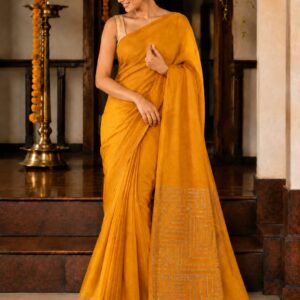 Geometric Zari Linen Saree